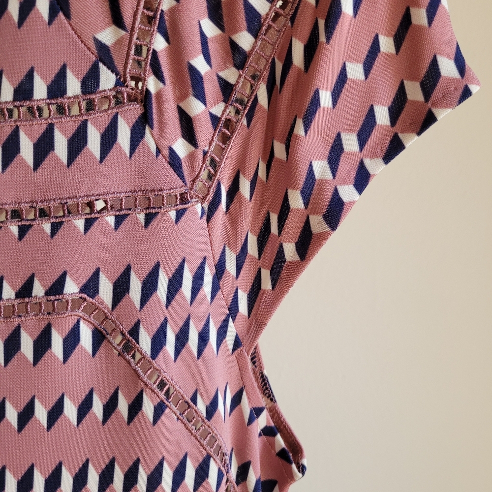Tory Burch Women's Midi Dress Eyelet Rose Pink Size S - Picture 5 of 8